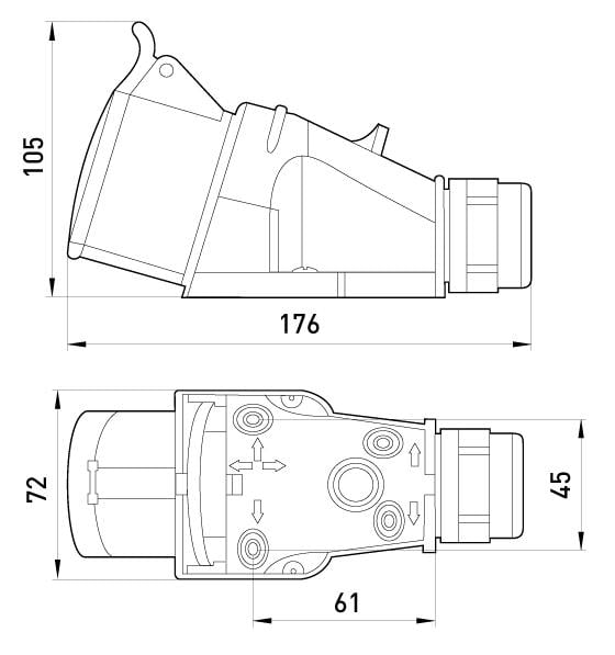 Силовая розетка E.NEXT 3P+PE 32А 400 В стационарная IP44 Красный (126S) - фото 2 Силовая розетка E.NEXT 3P+PE 32А 400 В стационарная IP44 Красный (126S) - фото 2