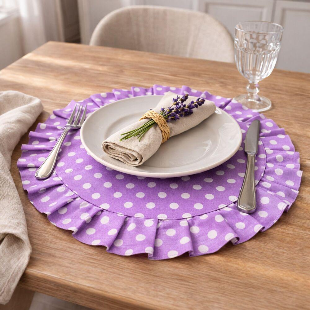 Набор салфеток с оборкой IDEIA хлопок для сервировки стола 30 см 2 шт. Лавандовый (27420)