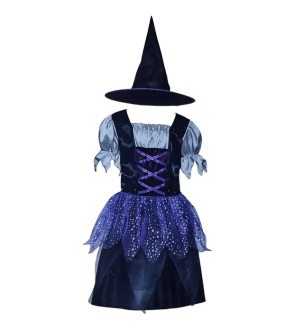 Костюм для Хэллоуина для девочки Ведьма с шляпой S Разноцветный (146290)