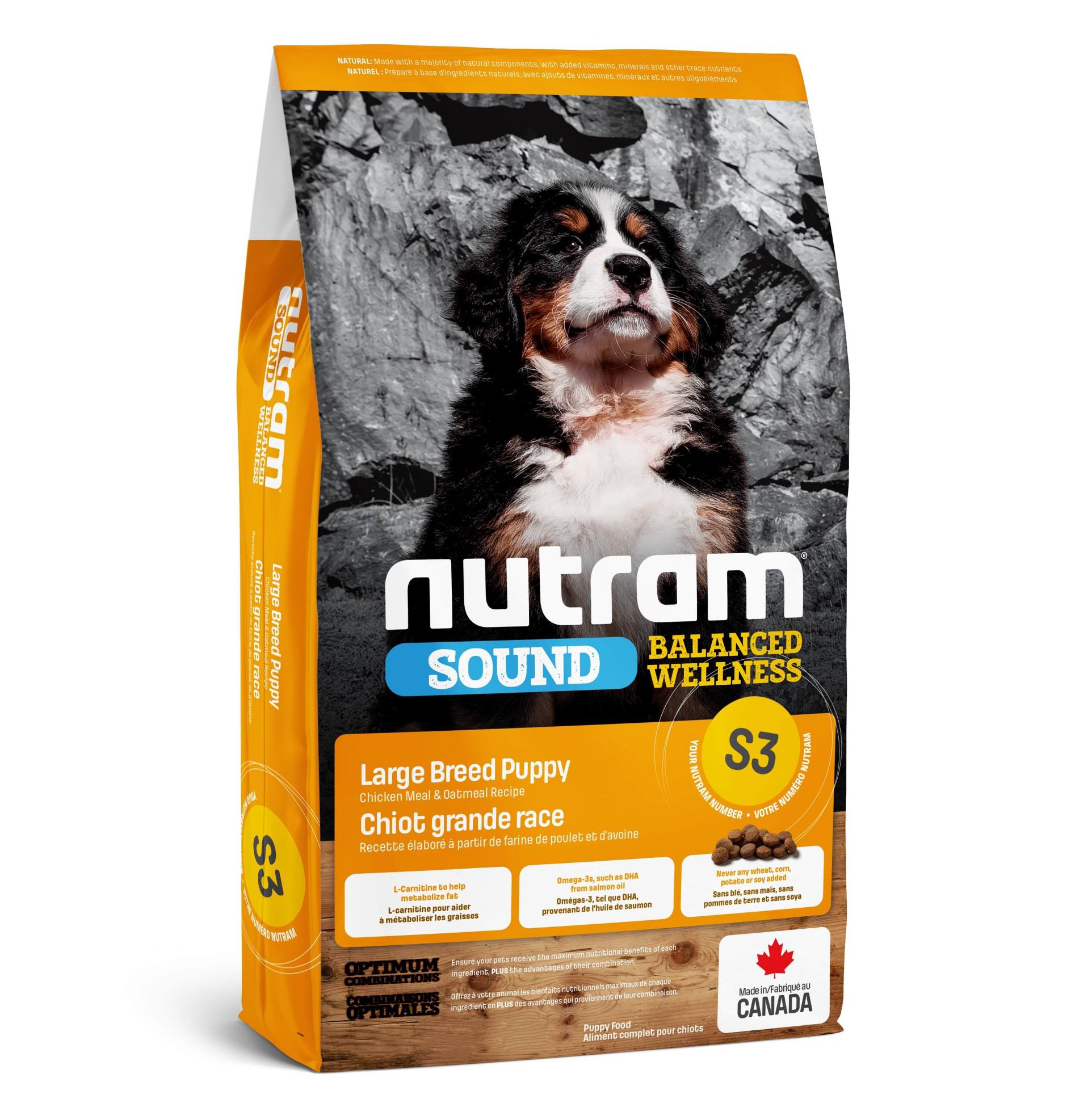 Корм сухий для цуценят великих порід Nutram S3 Sound Balanced Wellness Large Breed Puppy з куркою та вівсянкою 20 кг (2000000006543) - фото 1