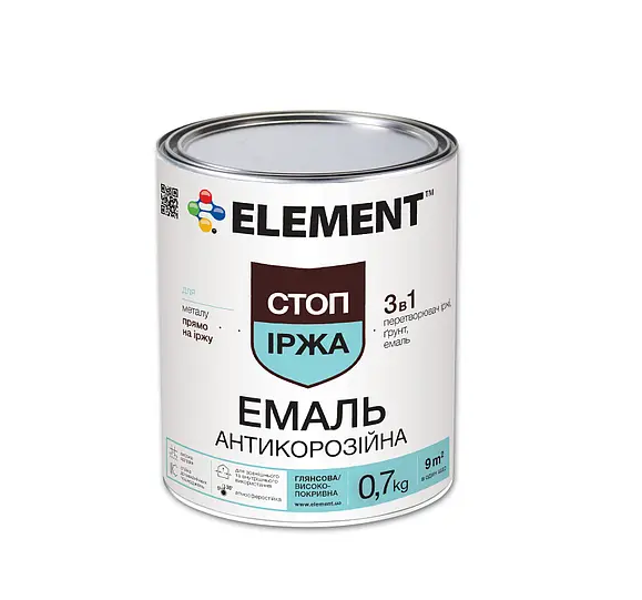 Эмаль антикоррозионная Element Стоп Ржавчина 3в1 0,7 кг Серый глянцевый (2594899642) Эмаль антикоррозионная Element Стоп Ржавчина 3в1 0,7 кг Серый глянцевый (2594899642)