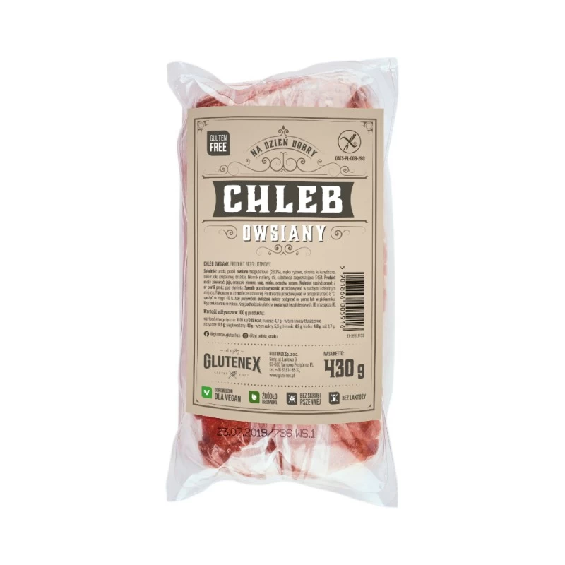Хлеб без глютена Glutenex 430 г овсяный веганский (5901866005916)