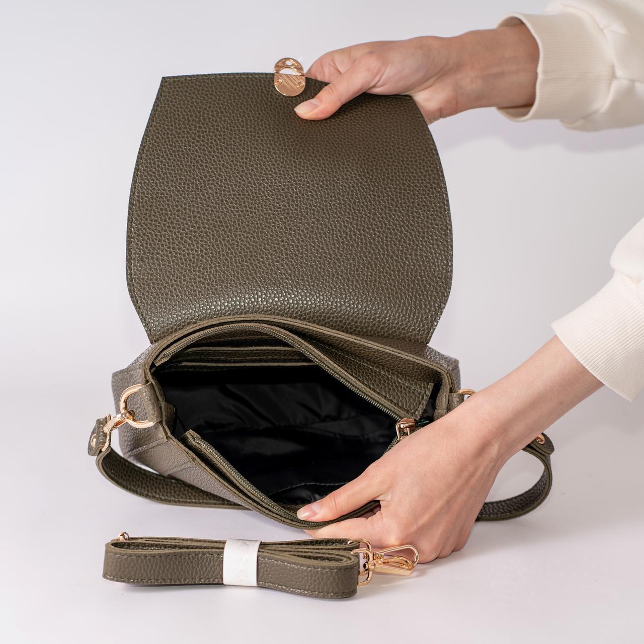 Сумка женская кросс-боди XENIA № 44-24 из эко-кожи Хаки - фото 3