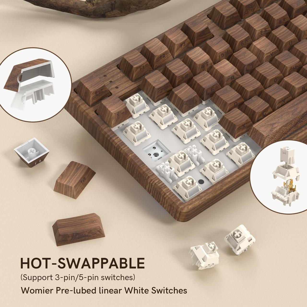 Клавіатура механічна дротова Womier F87 75% з колесом гучності RGB/PBT та hotswap (2671459066) - фото 4 Клавіатура механічна дротова Womier F87 75% з колесом гучності RGB/PBT та hotswap (2671459066) - фото 4