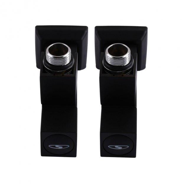 Набор угловых кранов Solomon LUX 8888-CUBE 1/2" с американкой Black - фото 4