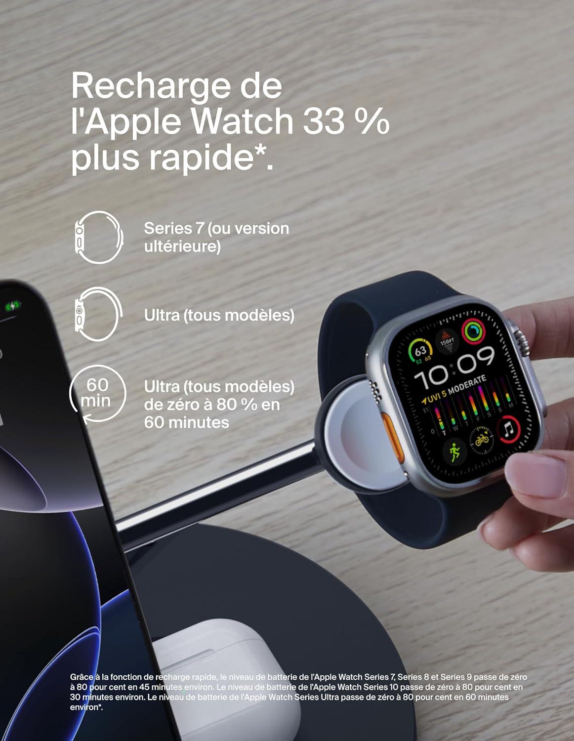 Зарядное устройство беспроводное Belkin 3в1 Magnetic Pad Qi2 15 Вт Черный (WIZ032KQBK) - фото 3