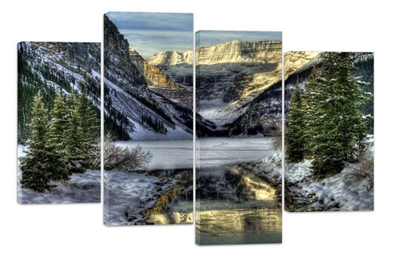 Модульная картина KIL Art Зима в горах на холсте из четырех частей 129x90 см (M4_L_543)