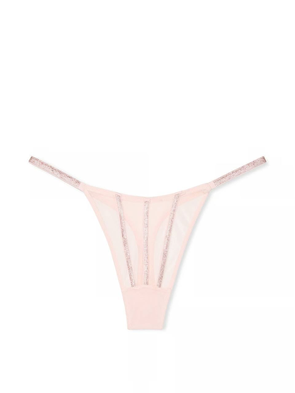 Труси Victoria's Secret Sheer Shine Thong Panty XL Рожевий (27863397)