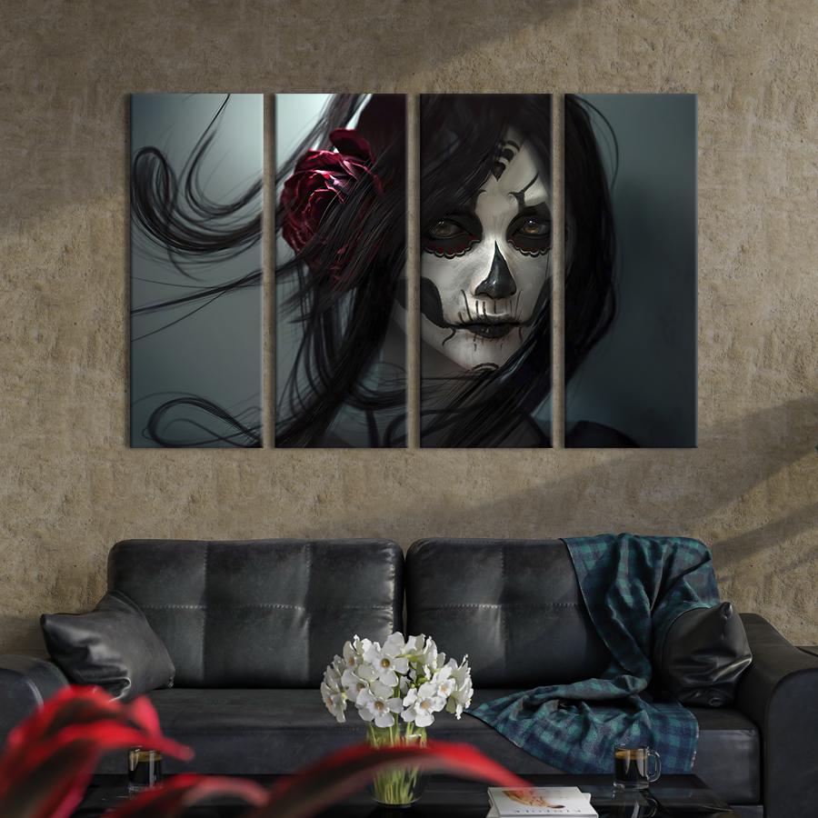 Картина модульная из 4 частей Девушка в образе Санта Муэрте L 149x93 см (699-41) Картина модульная из 4 частей Девушка в образе Санта Муэрте L 149x93 см (699-41)