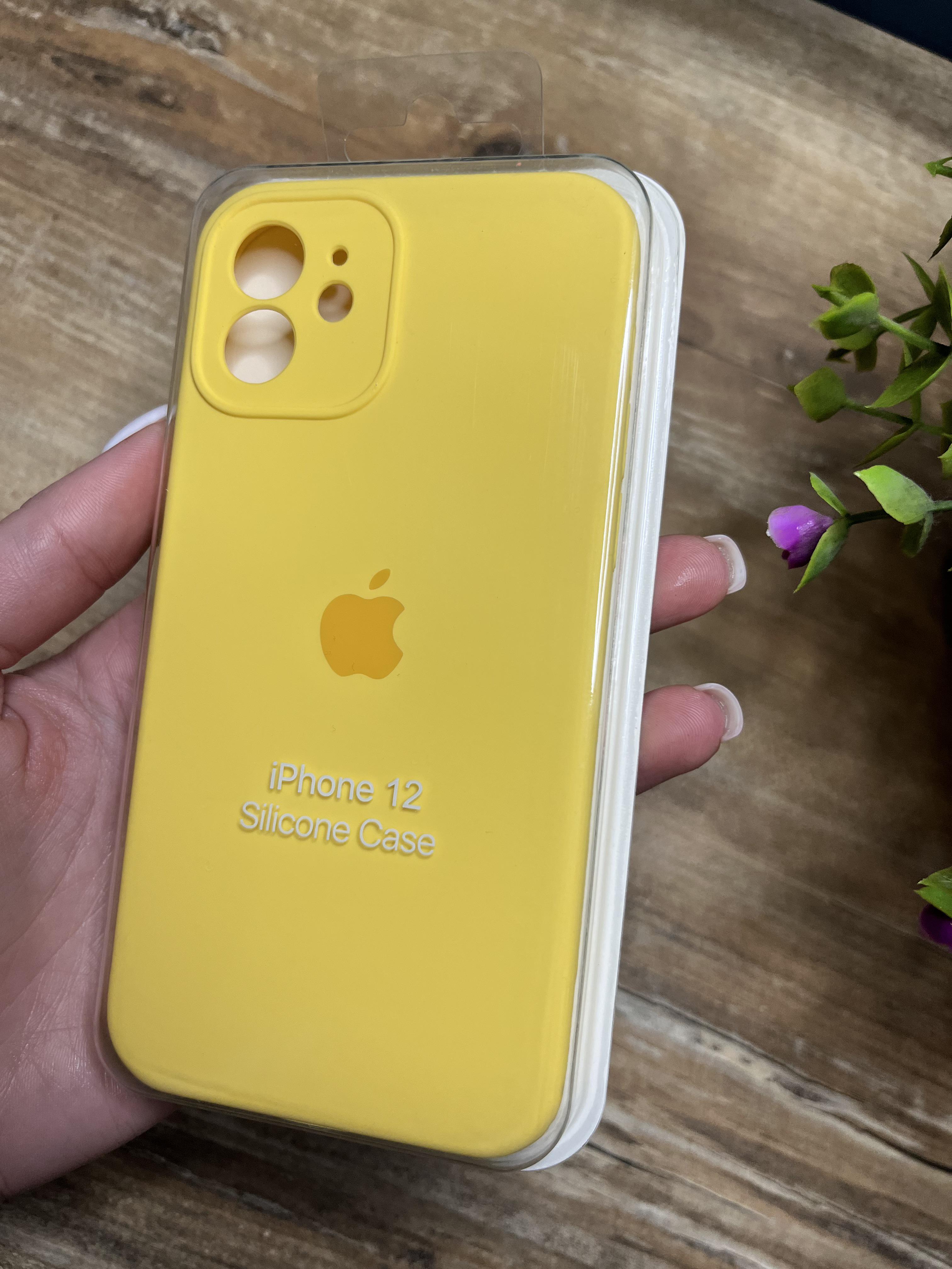 Чехол накладка на iPhone (Айфон) 12 квадратные борта silicone case full camera Apple