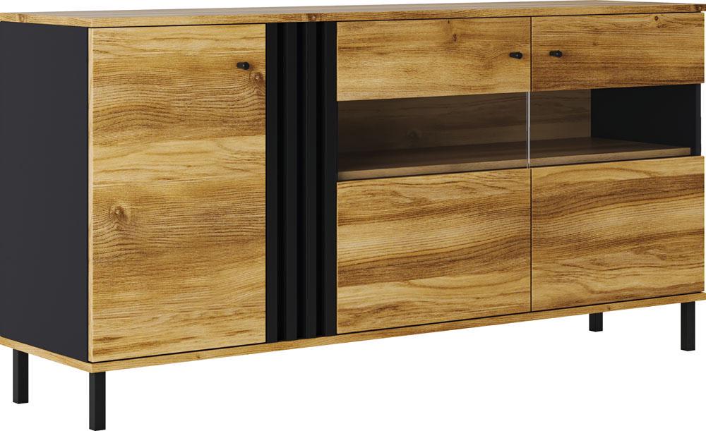 Комод Тео 3-дверный со стеклом Золотой дуб (000-000-232) - фото 1