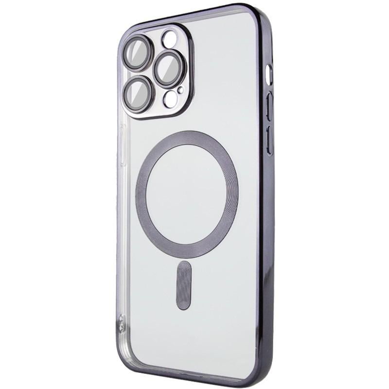 TPU хромовый чехол Fibra Chrome with MagSafe + защита камеры для Apple iPhone 15 Pro (6.1") Black