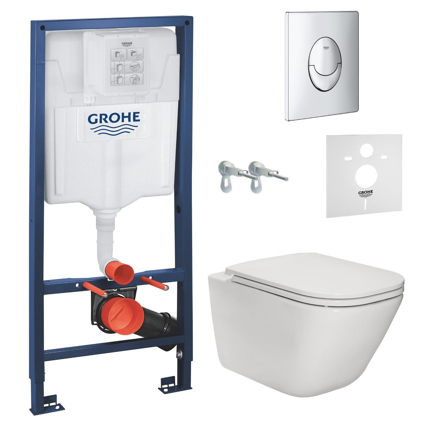 Комплект инсталляции Grohe Rapid SL A34H470000+38721001+37131000 с унитазом кнопка Хром (75873)