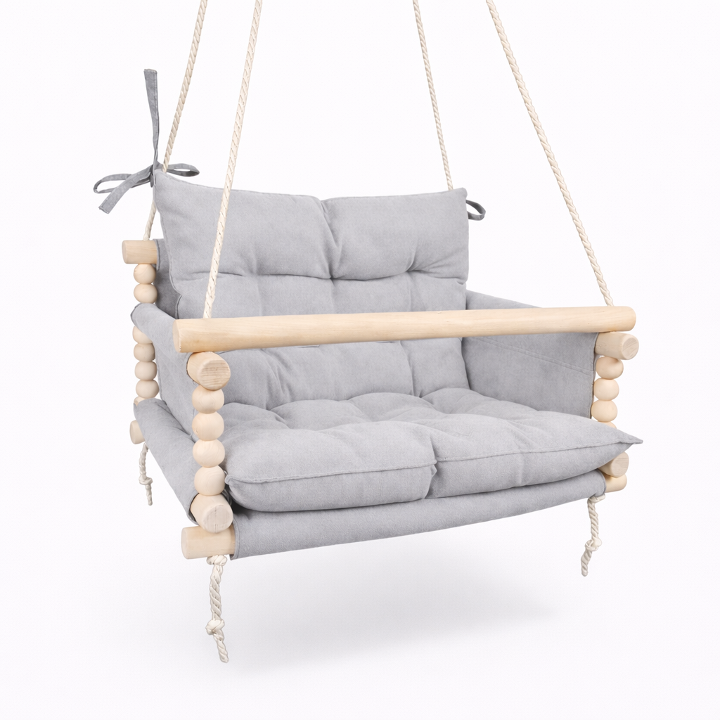 Детские качели подвесные Джуниор микровелюр Светло-серый (gs-9113)