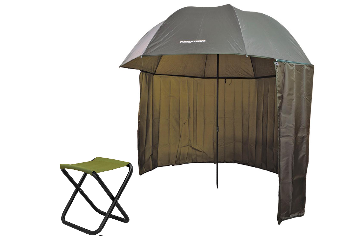 Набір парасоля рибальська Flagman UT25SPAG/Стілець розкладний NeRest NR-25 Хакі (4820211100605HAKI)