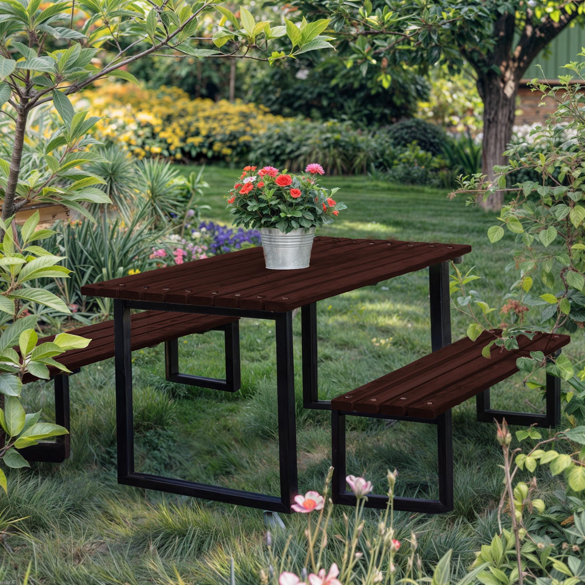 Стіл садовий Tobi Sho Грід у стилі Лофт 3000х700х800 мм Каштан - фото 3