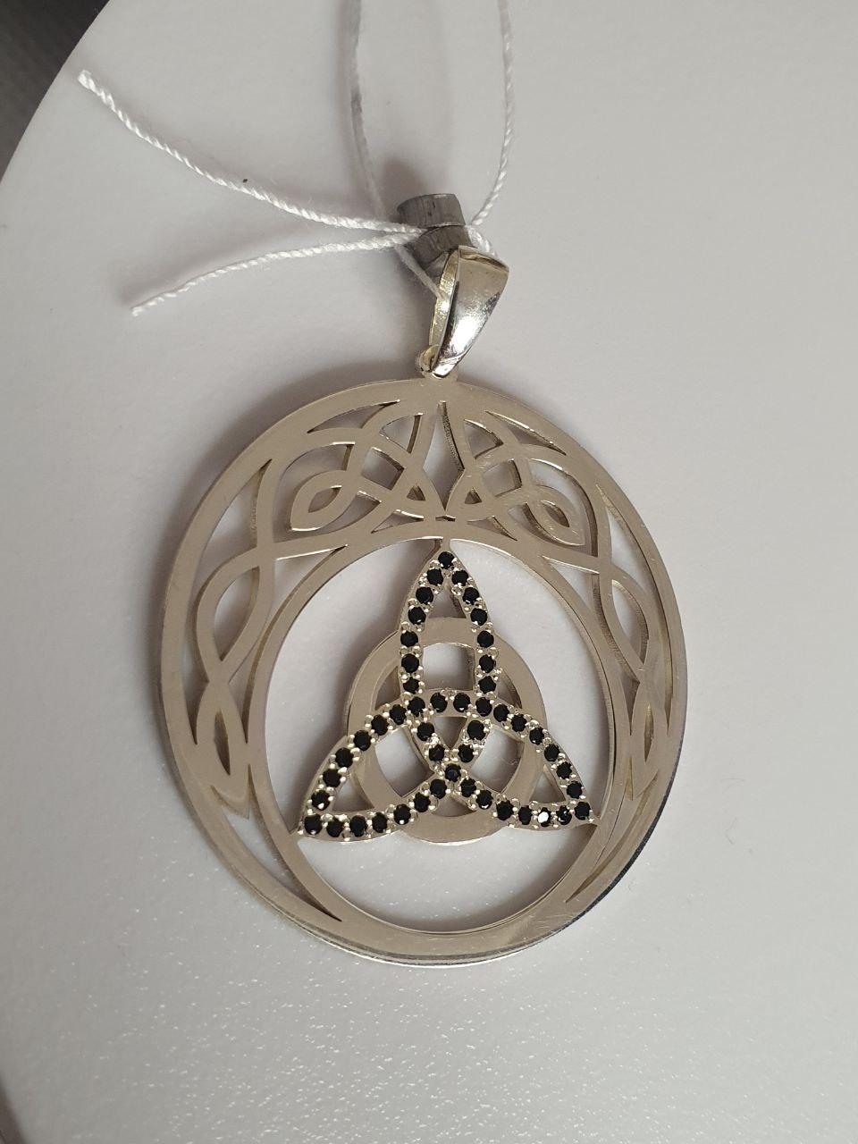 Срібний кулон підвіс триквер в лунниці 925 проба каміння циркон Чорний (2785821024) - фото 4