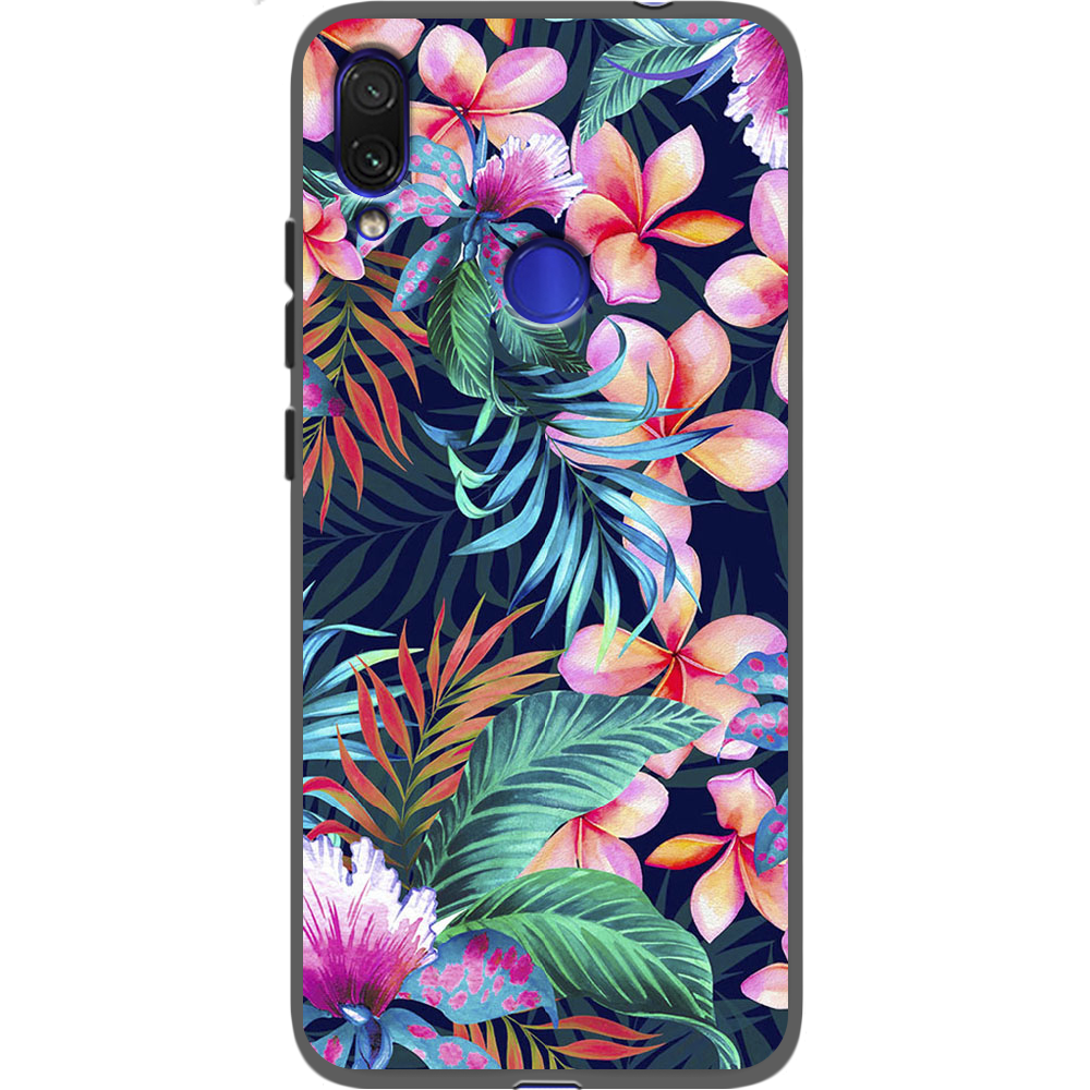 Чехол Boxface Xiaomi Redmi Note 7 flowers in the tropics Черный силикон (36202-up1971-37106)
