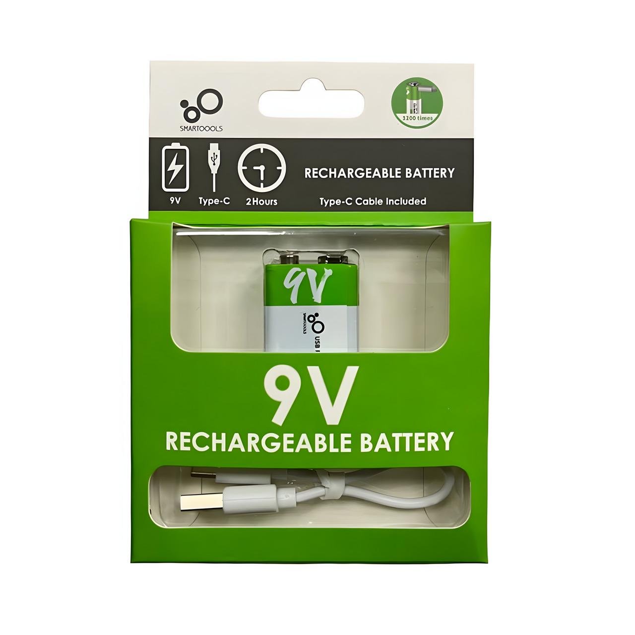 Крона 6f22 акумуляторна крона 9 v Smartoools зарядка через usb type-c 650 mAh/5850 mWh