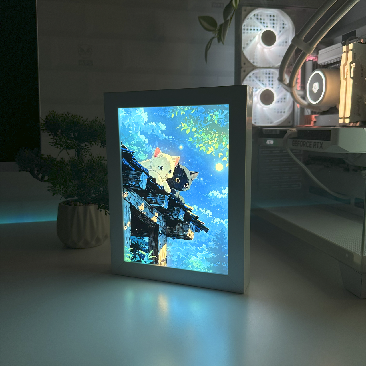 Світильник світлодіодний акриловий з 3D-ефектом Арт Котики Білий