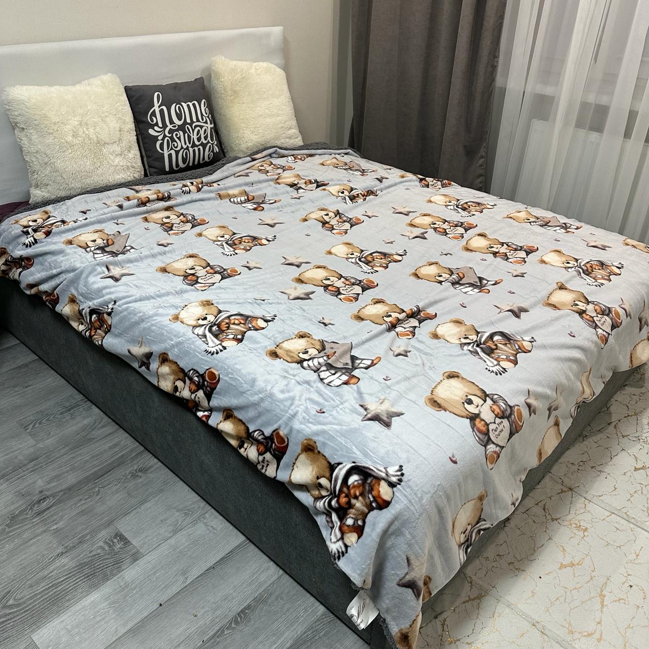 Плед-покрывало двустороннее с рисунком 200х220 см Серый (PL-2-4) - фото 8