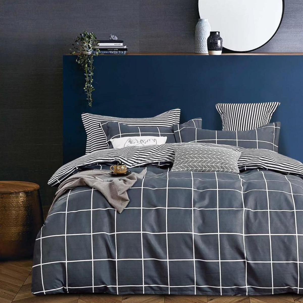 Комплект постільної білизни ZMW Home Textiles Квадрати фланель двоспальний (37427)