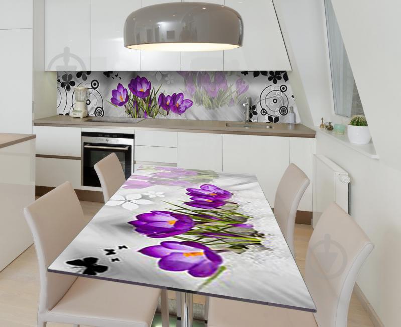 Наклейка 3Д виниловая на стол Zatarga «Крокусы в снегу» 600х1200 мм (Z184536st)