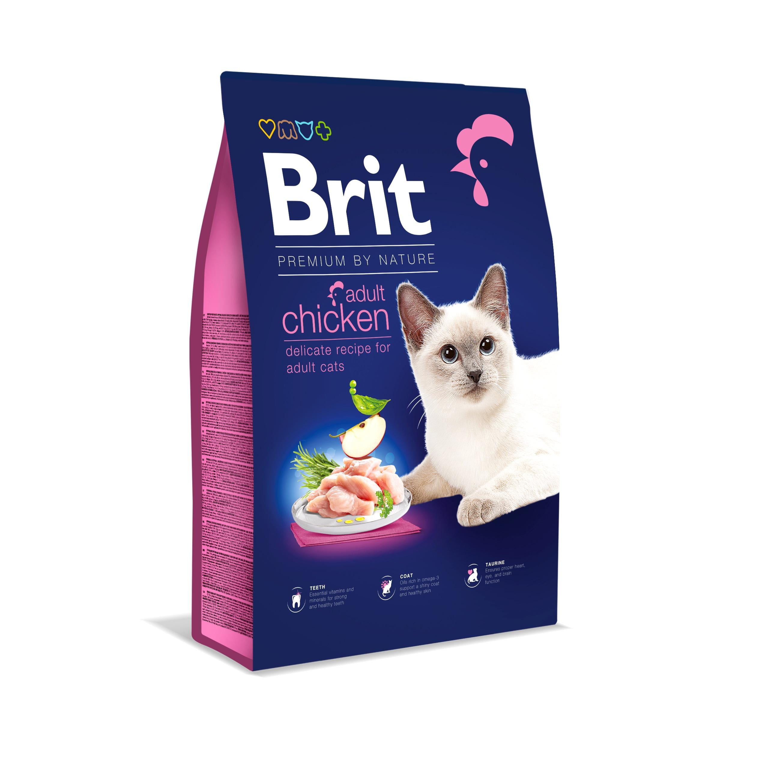 Корм сухой для кошек Brit Premium by Nature Cat Chicken с курицей 8 кг (8595602553204)