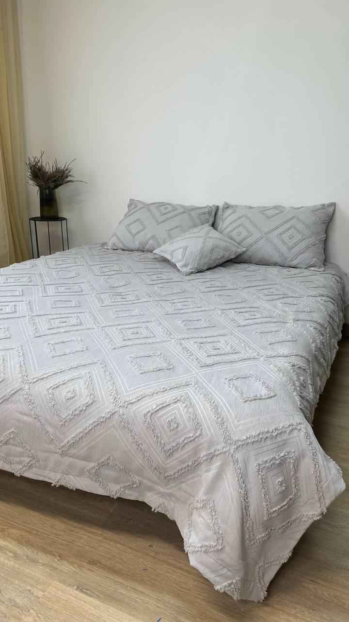 Покрывало Скандинавский большой ромб 220х240 см Светло-серый - фото 6