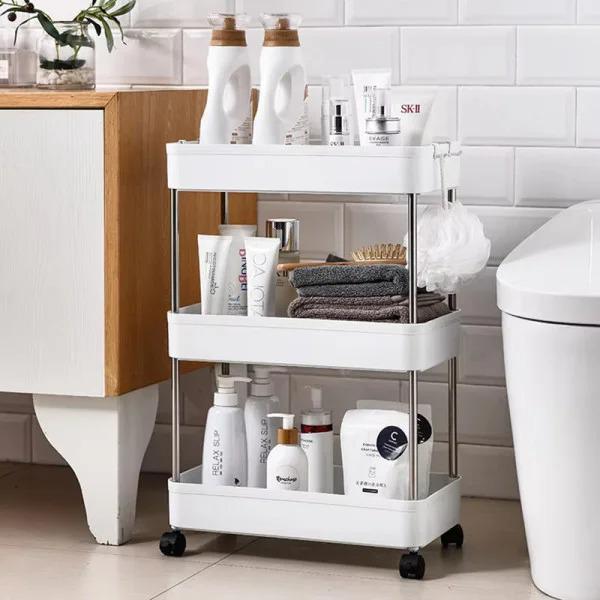 Стеллаж на колесиках трехъярусный с крючками в ванную Белый (XYX-2020-1) - фото 4 Стеллаж на колесиках трехъярусный с крючками в ванную Белый (XYX-2020-1) - фото 4