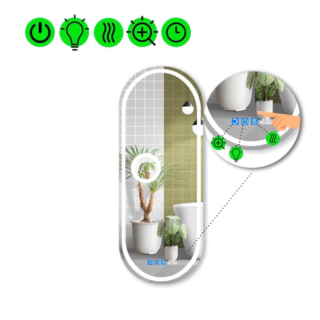 Зеркало с LED подсветкой Portale 1 с тремя сенсорами 160x60 см