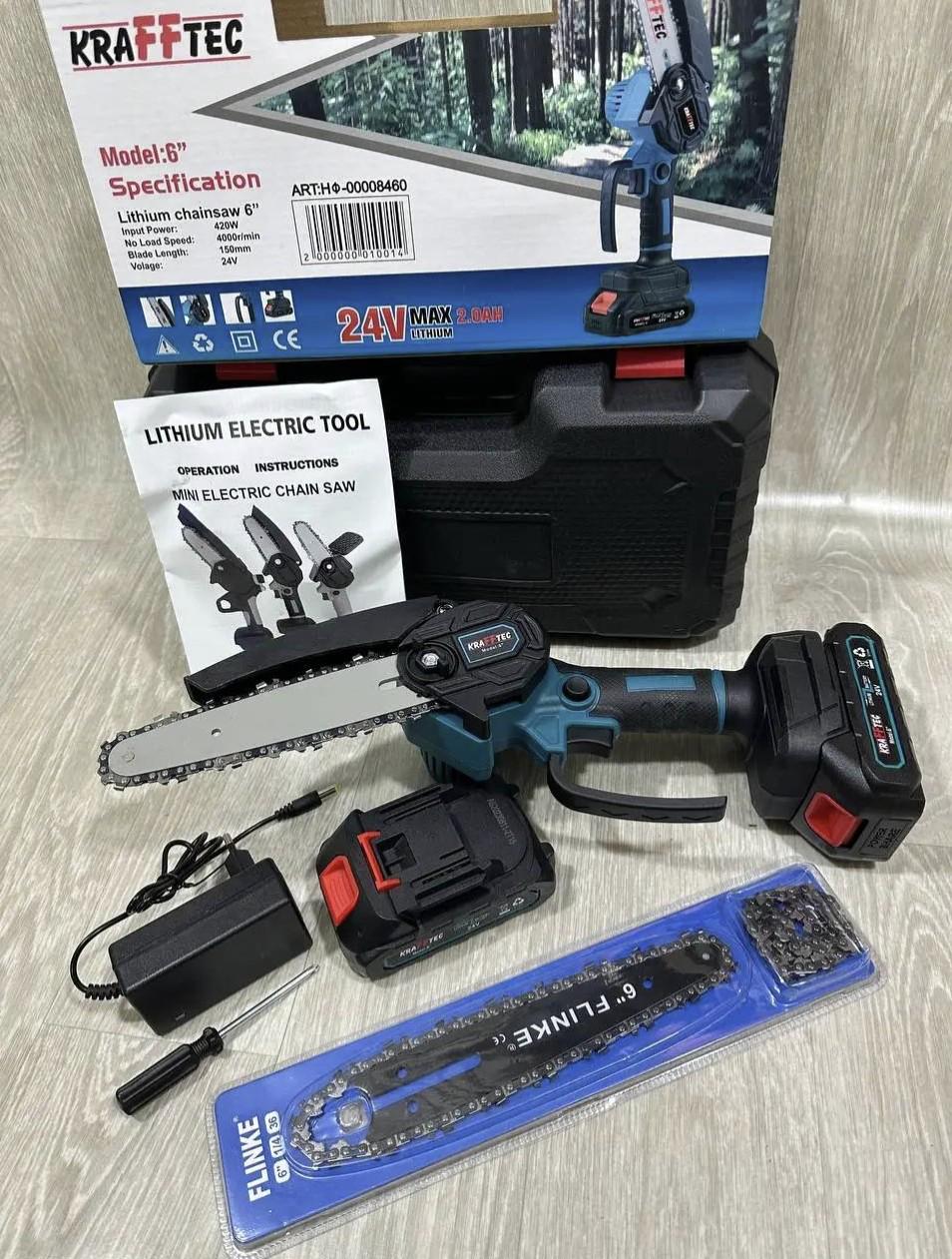 Пила цепная аккумуляторная Domotek 48V 6 дюймов Черный (30483953) - фото 4 Пила цепная аккумуляторная Domotek 48V 6 дюймов Черный (30483953) - фото 4