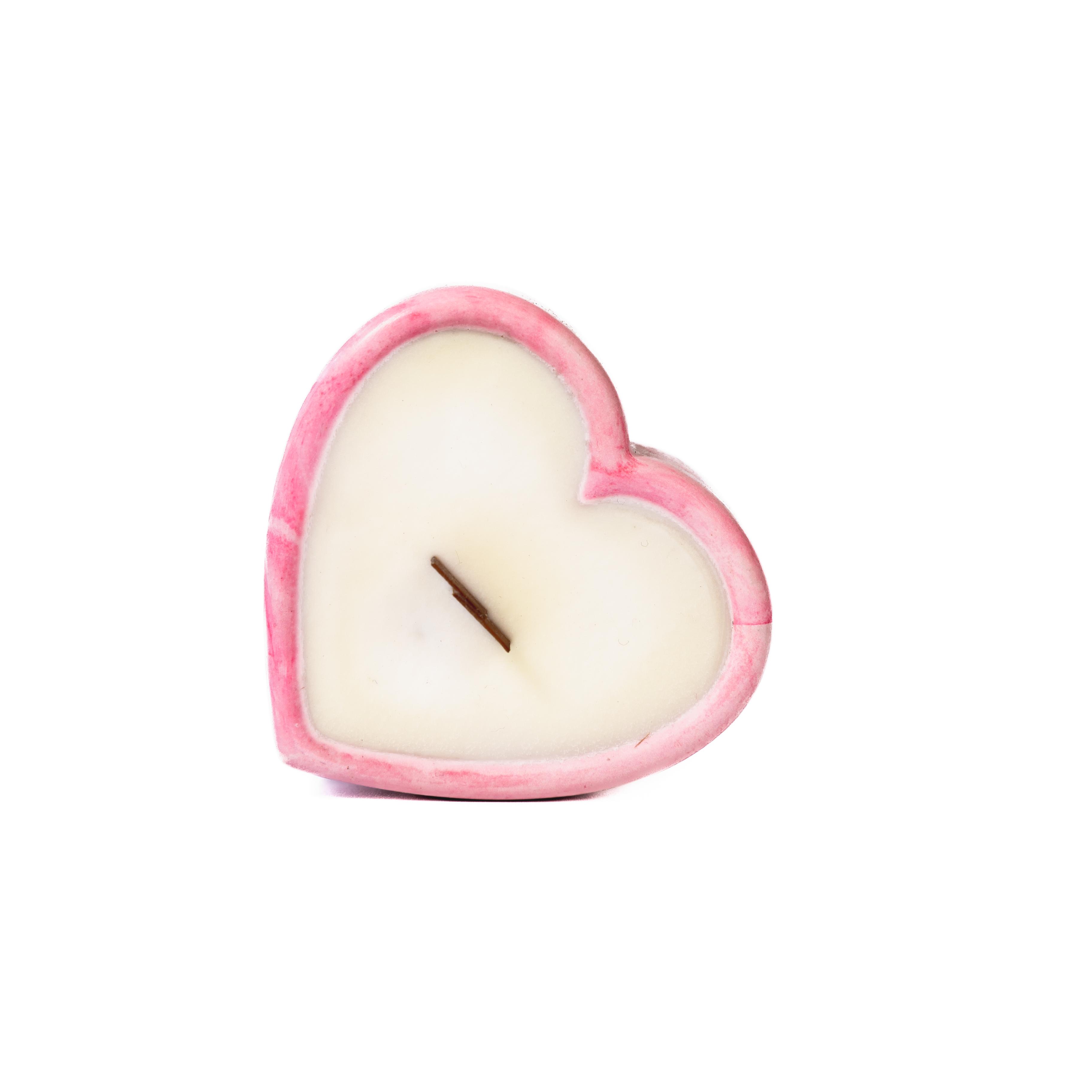 Аромасвічка YA SVIT Серце з дерев'яним гнотом в гіпсовому кашпо 45 мл Рожевий (00029)