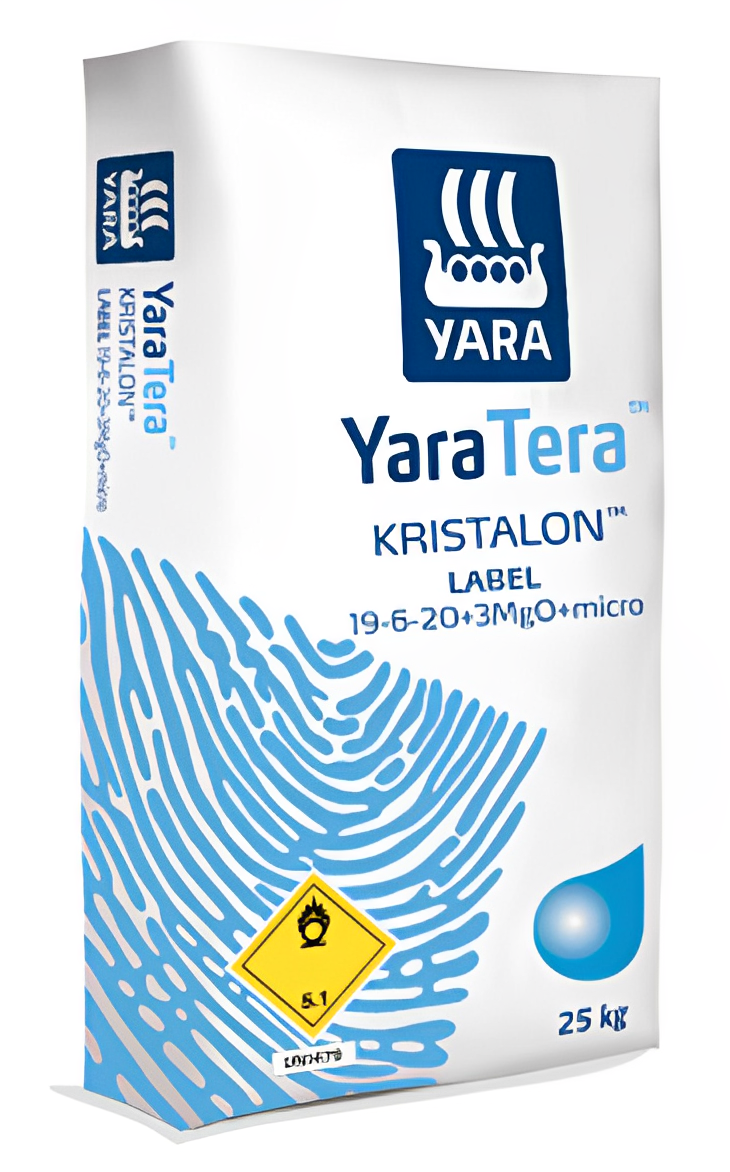 Удобрение комплексное Yara Tera Kristalon 19-6-20 +micro Label водорастворимое 25 кг Blue