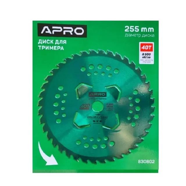 Диск для мотокоси Apro 255 мм 4 пелюстка для трави (830802)