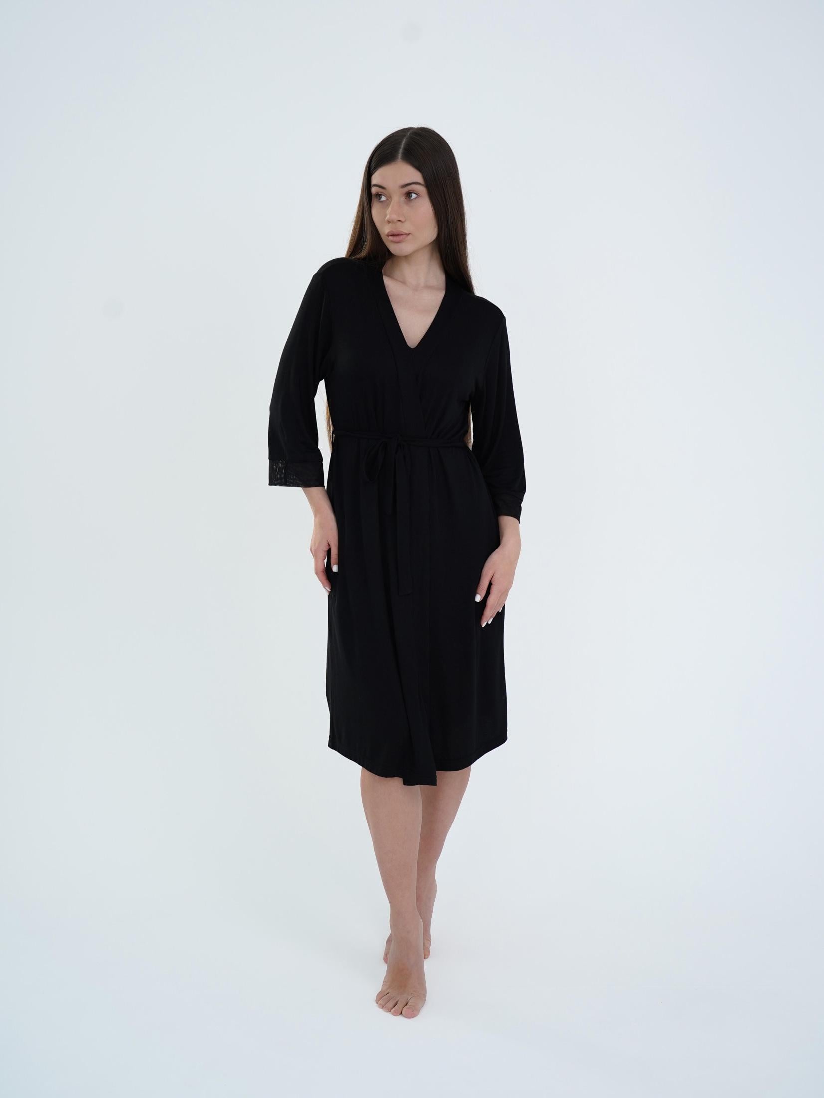 Халат для беременных и кормящих мамочек Soft&Lace вискоза S Черный (144272)