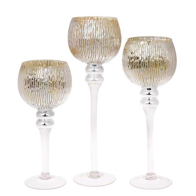 Набор стеклянных подсвечников Flora 32064 3 шт. Шампань (DR015192) - фото 1 Набор стеклянных подсвечников Flora 32064 3 шт. Шампань (DR015192) - фото 1