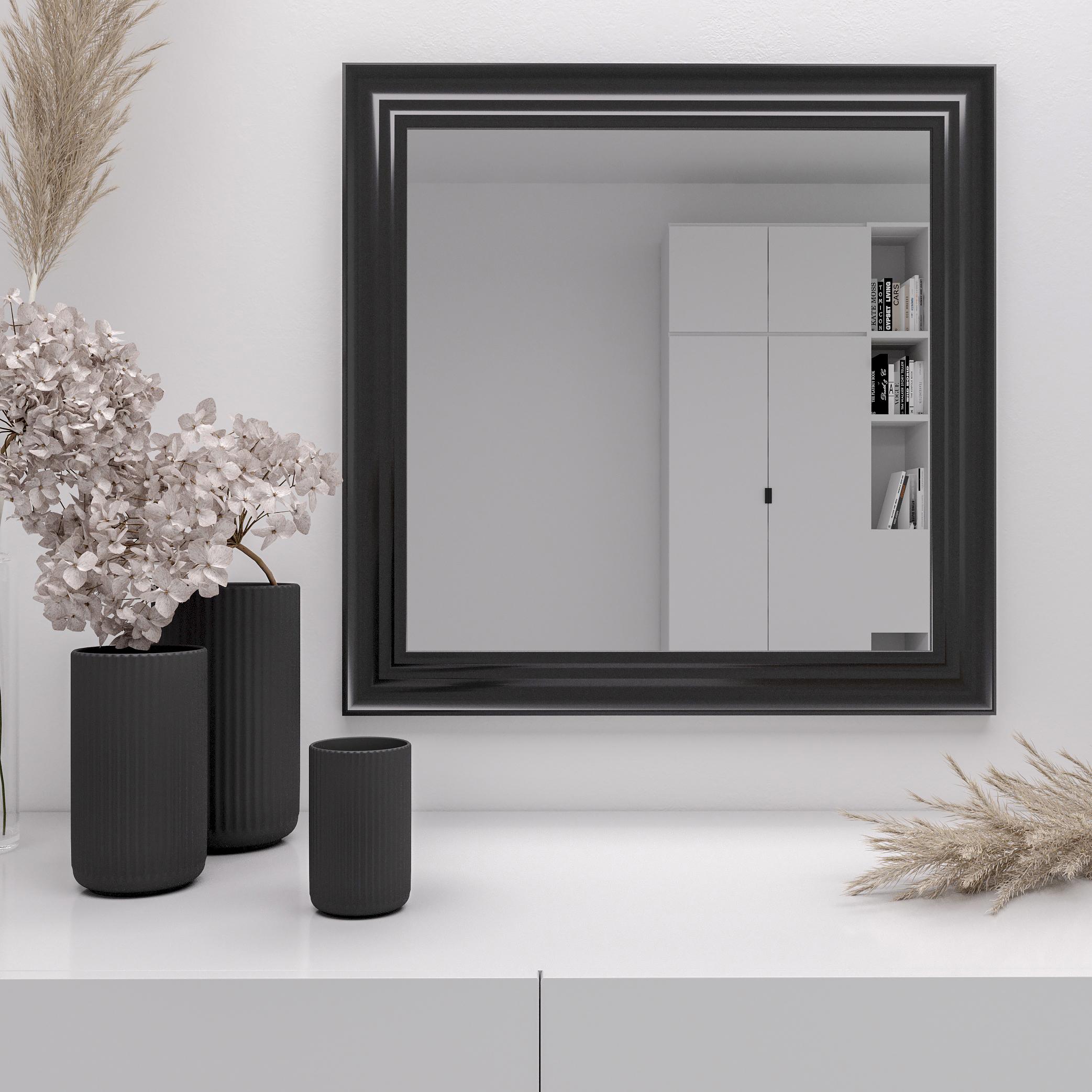 Зеркало квадратное Black Mirror 82х82 см Черный (7024-290)