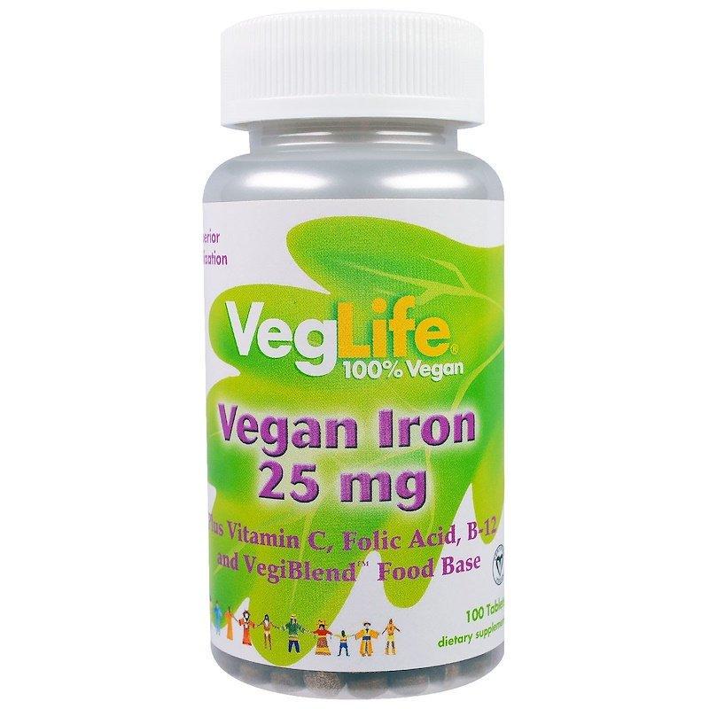 Железо растительного происхождения/Vegan Iron 25 мг VegLife 100 таблеток