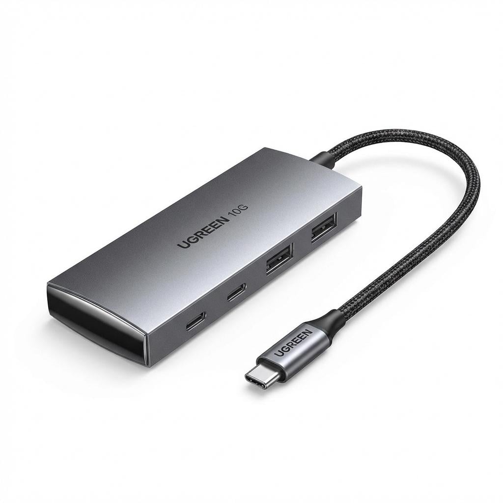 USB-хаб USB-C UGREEN CM480 2xUSB-A/2xUSB-C/25 см Темно-серый (30758)