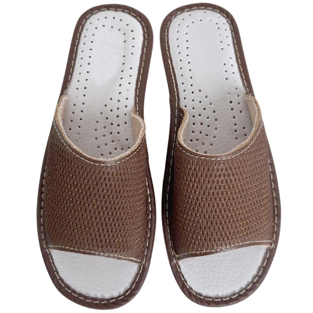 Домашние тапочки из натуральной кожи р. 39 Коричневый (2632581613)