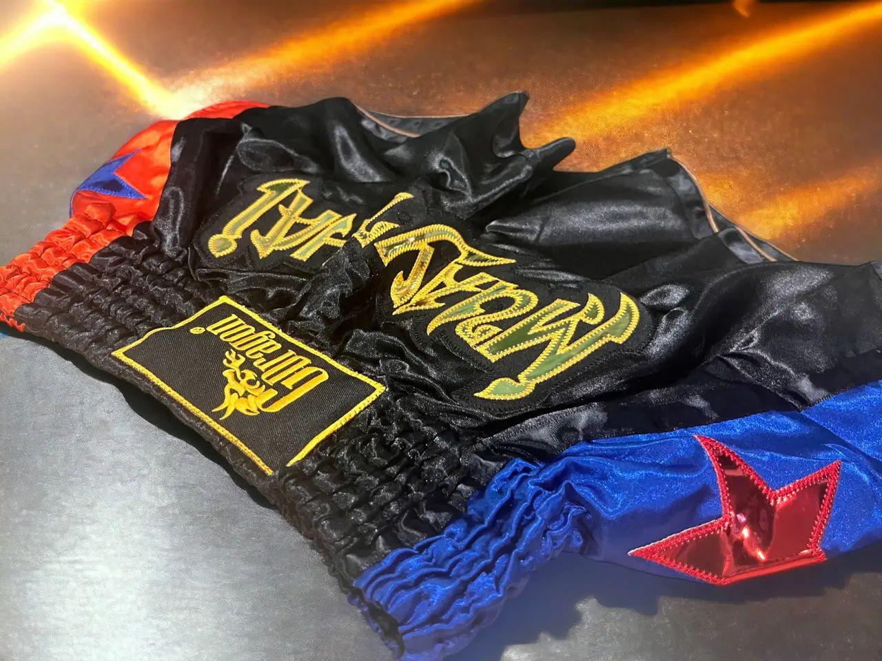 Шорти для тайського боксу GDragon Sport чоловічі Чорний/Червоний/Синій - фото 2