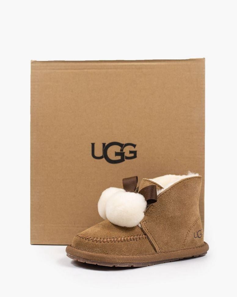 Уггі жіночі замша з бумбоном Ugg Australia Chestnut Suede Коричневий (27113)