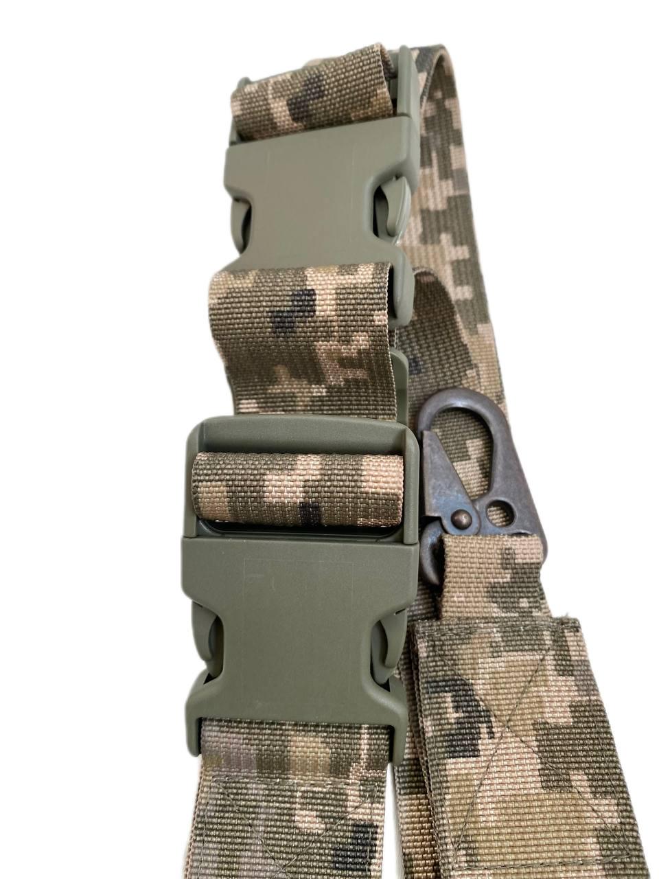 Ремень трехточечный оружейный для автомата АК с карабином Пиксель - фото 3