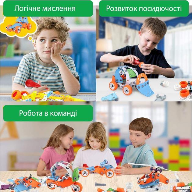 Конструктор машинки для мальчика Build and Play болтовой 5в1 самолет/машина/бульдозер/вертолет/мотоцикл (26607092) - фото 10