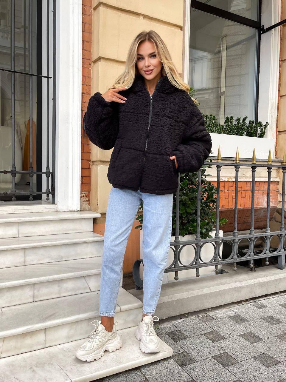 Куртка женская демисезонная Тедди меховая S-L Черный (OV-7144BL-S-L) - фото 7 Куртка женская демисезонная Тедди меховая S-L Черный (OV-7144BL-S-L) - фото 7