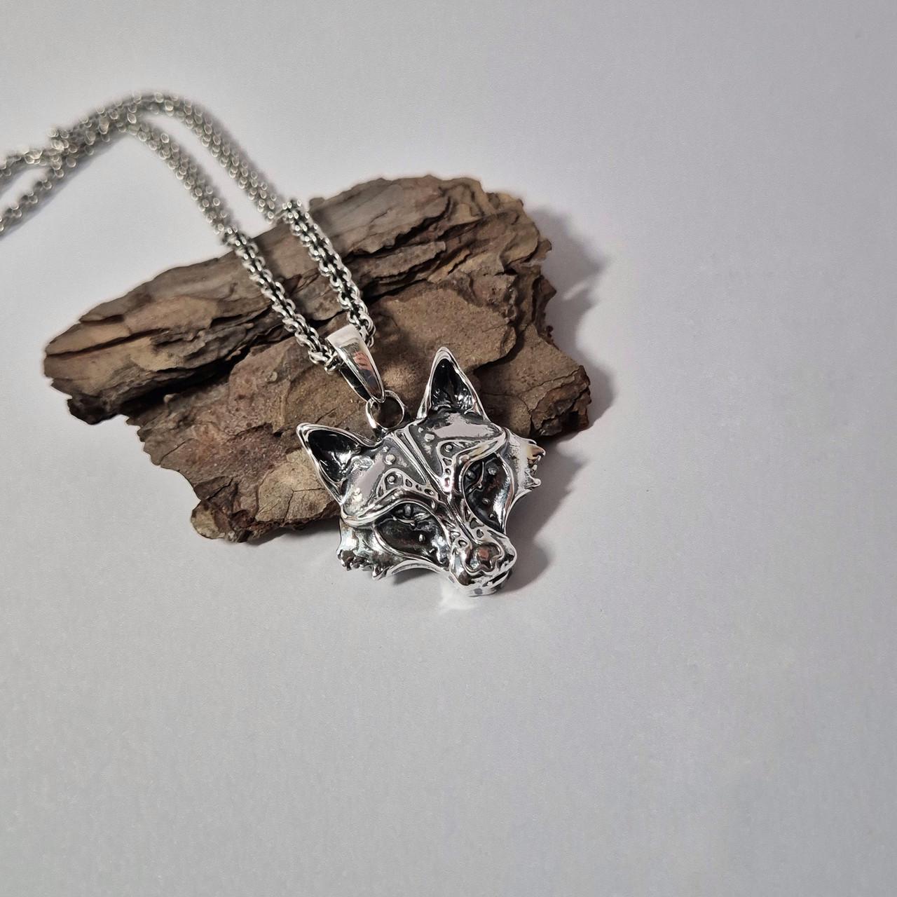 Подвеска оберег амулет Волк серебро 925 пробы черненое 7,20 г (89073ч)