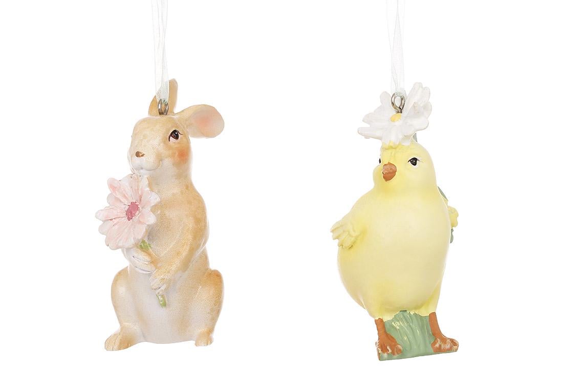 Декоративная подвеска два вида Кролик и Цыпленок 8,5 см (838-527)