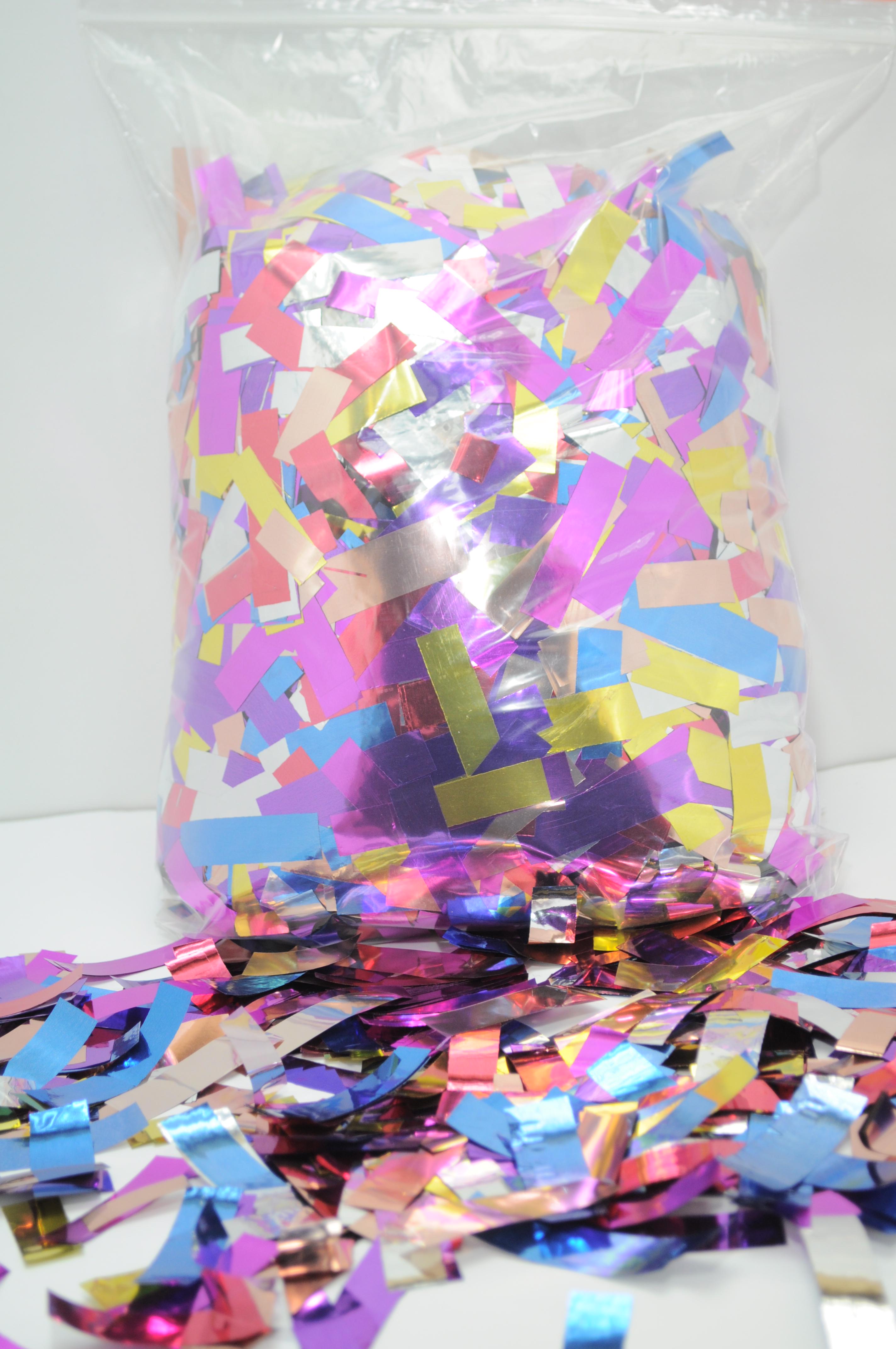 Конфетти метафан прямоугольный фольгированный 1 кг Разноцветный (ММ-14)