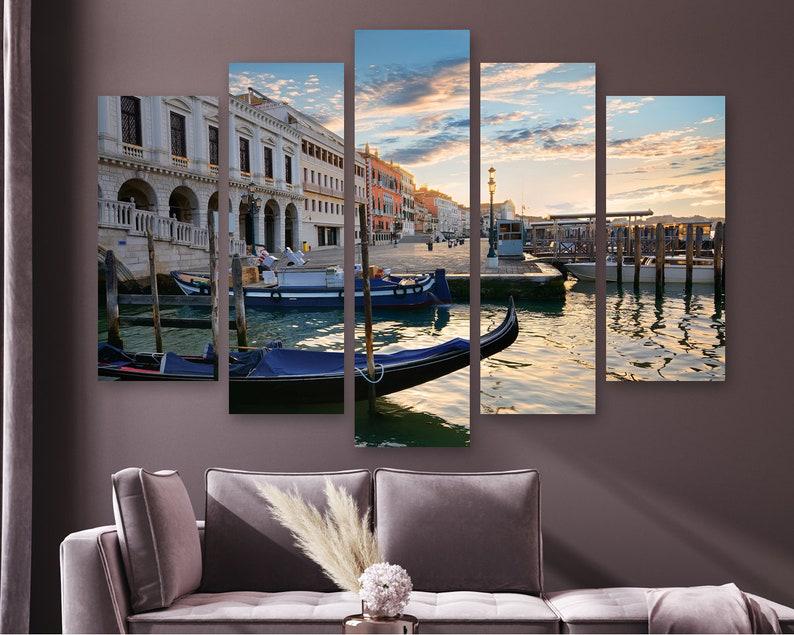 Модульна картина на полотні із п'яти частин KIL Art Сині гондоли у Венеції 112x68 см (M51_M_334)